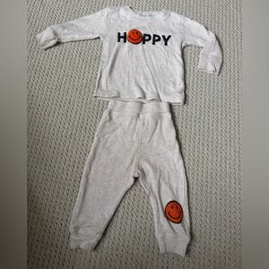 Little Mish Cream and Orange Happy Face Top and Pant